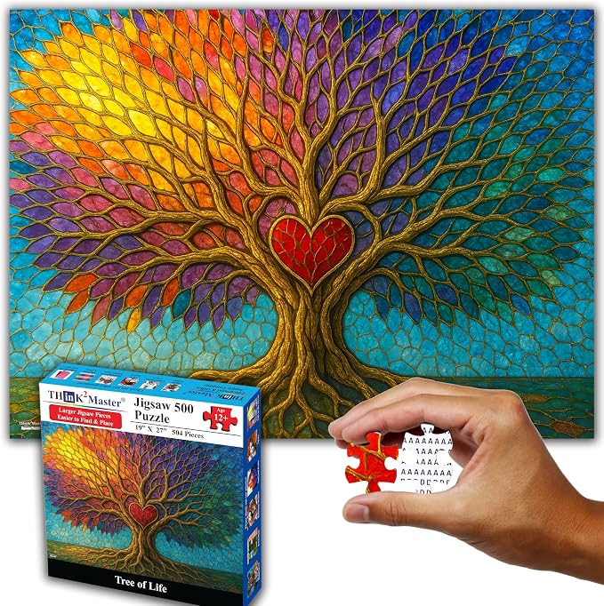 Think2Master Colorful Vibrant Stained Glass Style Artwork Tree of Life 500 - Image 7
