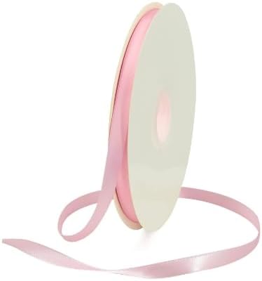 TONIFUL 3/8 Inch x 100yds Light Pink Satin Ribbon Thin Solid Fabric Ribbons Roll - Image 7