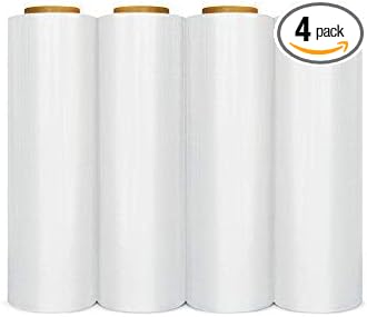 PSBM Stretch Wrap, 4 Pack, 18 Inch x 1000 Feet, 120 Gauge, Blown Hand Stretch by PackagingSuppliesbymail