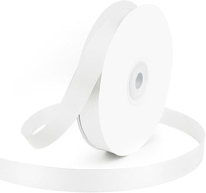 KMER LIFE 5/8" Wide x 50 Yards White Single Faced Polyester Satin Ribbon by KMERLIFE