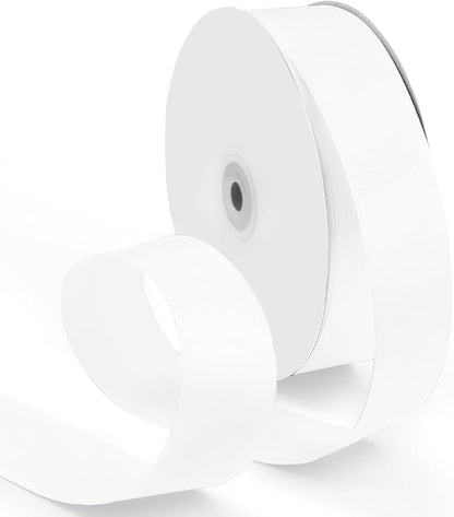 1-1/2 Inch 100 Yards Satin Ribbon White, Solid Color Fabric Ribbon by HimBen
