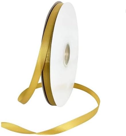 TONIFUL 3/8 Inch x 100yds Dark Gold Satin Ribbon Thin Solid Fabric Ribbons Roll - Image 7
