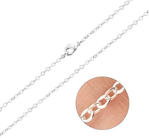 Wholesale 12 PCS Silver Plated Solid Brass Flat Cable Chains Bulk by ALEXCRAFT