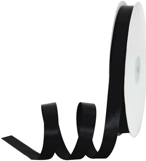 TONIFUL 5/8 Inch x 100yds Black Satin Ribbon Thin Solid Frabic Ribbons - Image 7
