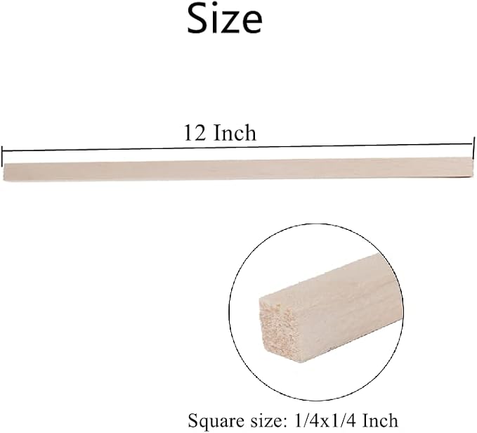 60 Pack Square Wood Dowel Rods 1/4x1/4x12 Inch Balsa Wood Sticks Natural Wood - Image 3