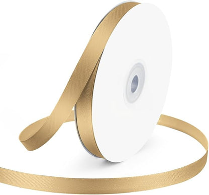 3/8" Wide x 50 Yards Champagne Gold Single Faced Polyester Satin Ribbon by KMERLIFE
