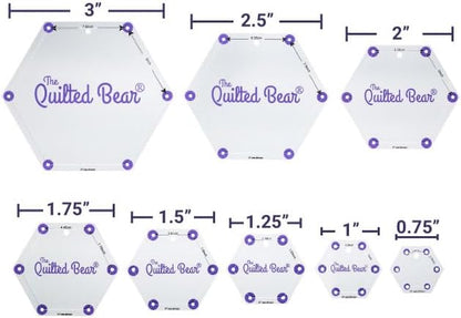 The Quilted Bear Hexagon Quilting Templates – 8 Clear Non-Slip Acrylic Quilt - Image 2