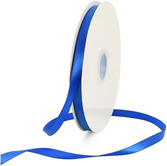TONIFUL 3/8 Inch x 100yds Royal Blue Satin Ribbon Thin Solid Fabric Ribbons Roll - Image 7