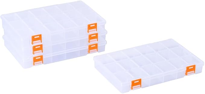 BangQiao 4 Pack 18 Grids Clear Plastic Storage Box by BangQiao