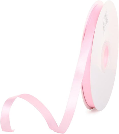 3/8" x 100 Yards Light Pink Polyester Satin Ribbon Single Faced Bulk Fabric by Oakarbo