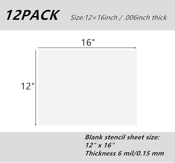BANLTRE 12 Pack 12" x 16" 6mil/0.15mm Thick Clear Blank Stencil Sheet - Image 2