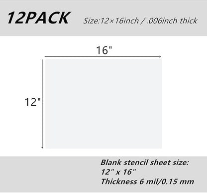 BANLTRE 12 Pack 12" x 16" 6mil/0.15mm Thick Clear Blank Stencil Sheet - Image 2