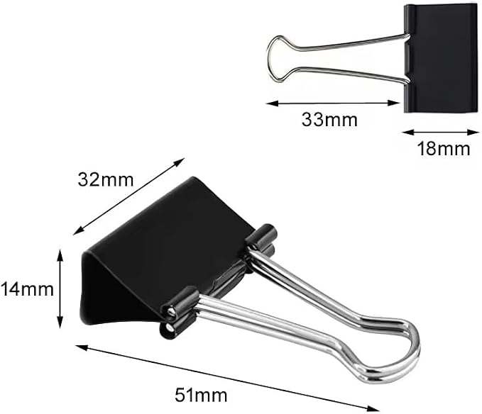 100 Pack Medium Binder Clips, Standard 32mm/1.25 in Binder, Durable Medium - Image 2