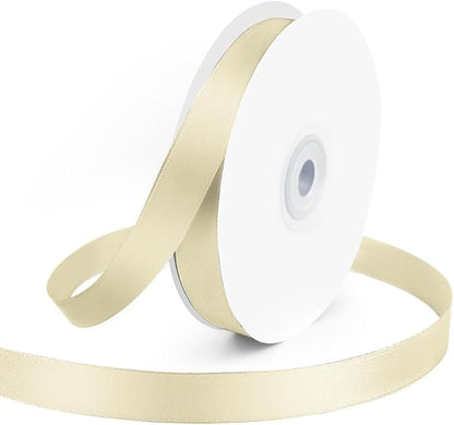 KMER LIFE 5/8" Wide x 50 Yards Ivory Single Faced Polyester Satin Ribbon by KMERLIFE