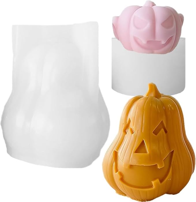 2 Pcs Halloween Candle Silicone Molds, DIY 3D Evil Pumpkin Candle Making Wax by Unknown