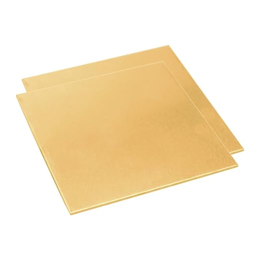 6 Gauge Brass Sheet，H62 Brass Plates Metal 0.157" Thickness x 3.9" Width x 3.9" by Tynulox