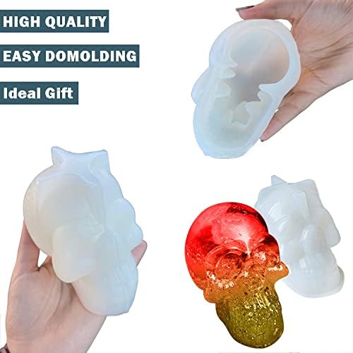 3D Skull Candle Silicone Molds Set, Skull Mold and 6 Holes Mini Candle Mold - Image 3