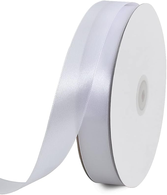 TONIFUL 1 Inch x 100yds White Satin Ribbon, Thin Solid Color Satin Ribbon by TONIFUL