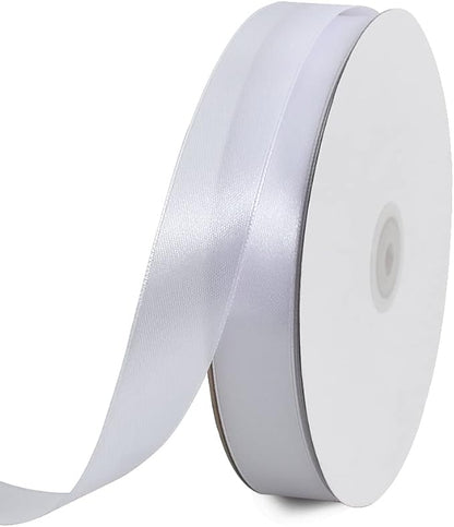 TONIFUL 1 Inch x 100yds White Satin Ribbon, Thin Solid Color Satin Ribbon by TONIFUL
