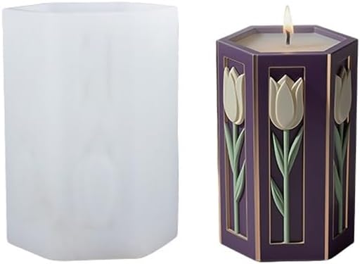 Tulip Flower Candle Molds, 3D Floral Silicone Molds Pillar Candles Mold - Image 4