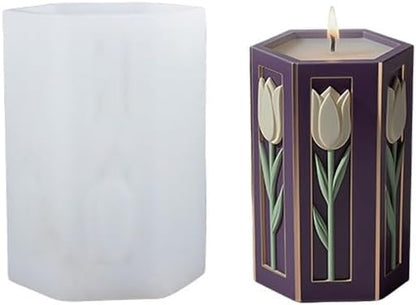 Tulip Flower Candle Molds, 3D Floral Silicone Molds Pillar Candles Mold - Image 4