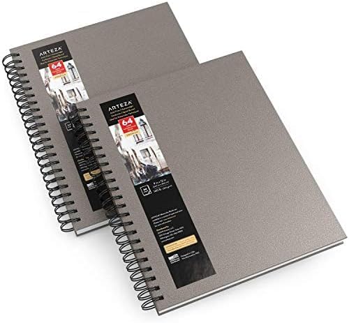 ARTEZA Watercolor Sketchbook, 9x12 Inches – 64 Pages Each, Spiral-Bound 140 lb by ARTEZA