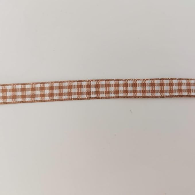 Micomon Khaki and White Woven Edge Plaid Ribbon 100% Polyester Gingham Ribbon - Image 8