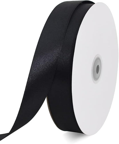 TONIFUL 1 Inch x 100yds Black Satin Ribbon, Thin Solid Color Satin Ribbon by TONIFUL
