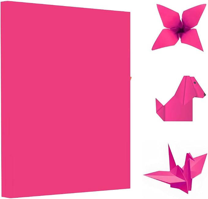 A4 Origami Paper Magenta 100 Sheets, 8.27×11.7 inch Double Sided Color Easy by Pyrisuu