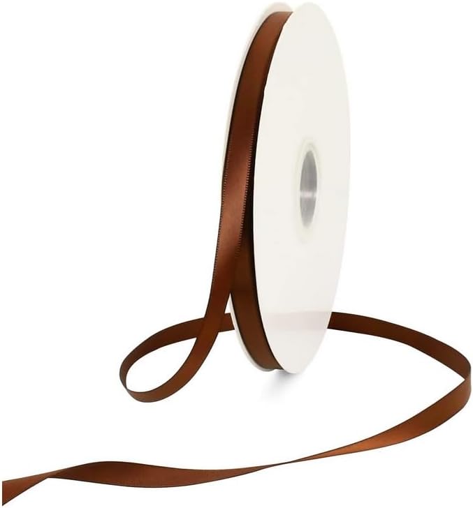 TONIFUL 3/8 Inch x 100yds Coffee Brown Color Satin Ribbon Thin Solid Fabric - Image 7