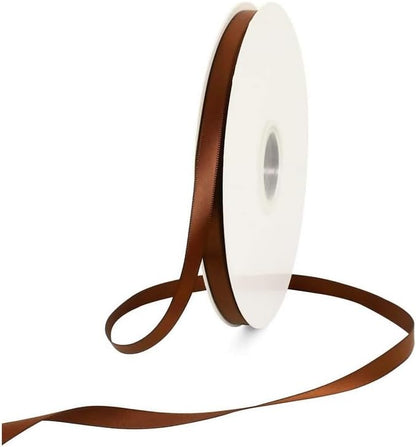 TONIFUL 3/8 Inch x 100yds Coffee Brown Color Satin Ribbon Thin Solid Fabric - Image 7