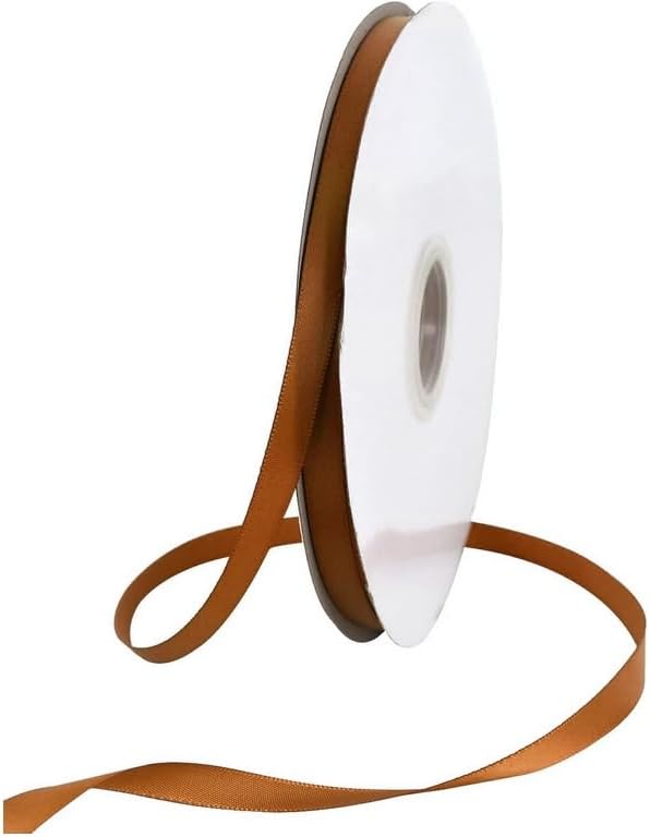 TONIFUL 3/8 Inch x 100yds Copper Brown Satin Ribbon Thin Solid Fabric Ribbons - Image 7