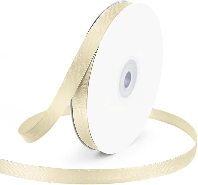 KMER LIFE 3/8/ Wide x 50 Yards Ivory Single Faced Polyester Satin Ribbon by KMERLIFE