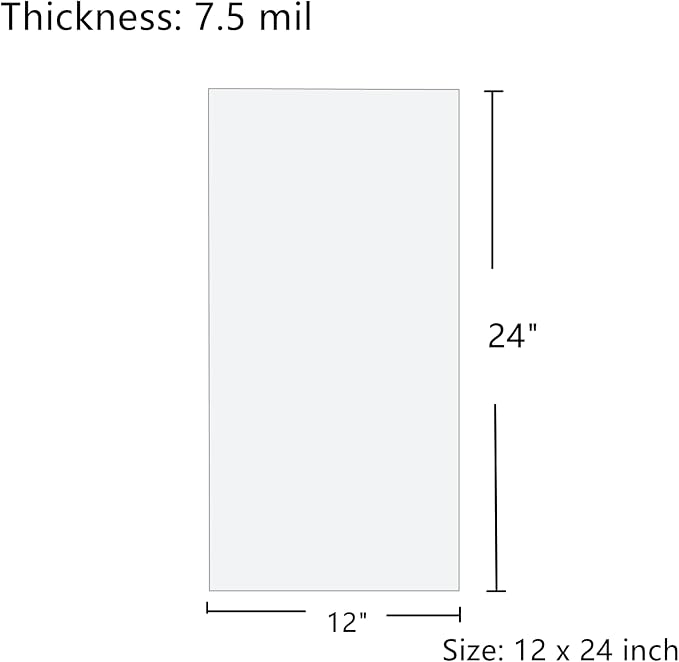15 Sheets 7.5 mil Acetate Mylar Sheet 12 x 24 inch Transparent PET Blank - Image 2