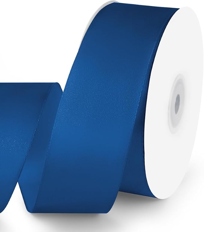 KMER LIFE 1-1/2" Wide x 50 Yards Navy Blue Single Faced Polyester Satin Ribbon by KMERLIFE