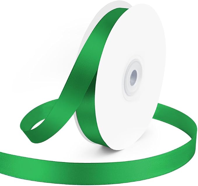 KMER LIFE 5/8" Wide x 50 Yards Green Polyester Satin Ribbon by KMERLIFE