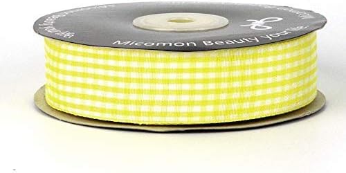 Yellow and White Gingham Ribbon Christmas Ribbon 25 Yards Each Roll 100% - Image 4