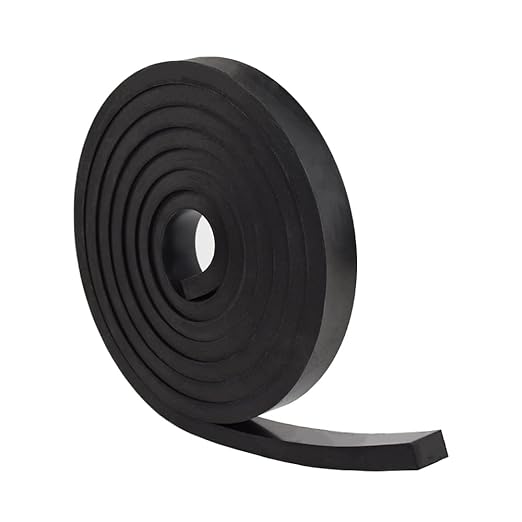 DOBTIM Rubber Strips 1/2" Thick X 1" Wide X 10'Long, Solid Rubber Rolls Use by DOBTIM