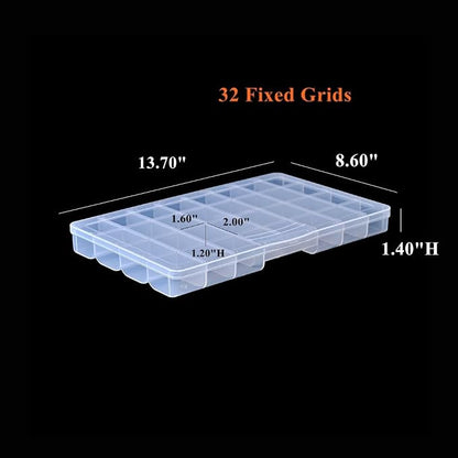 BangQiao 3 Pack Fixed 32 Grids Clear Plastic Storage Box, Transparent Organizer - Image 2