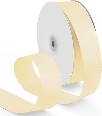 1-1/2 Inch 100 Yards Satin Ribbon Ivory, Solid Color Fabric Ribbon by HimBen