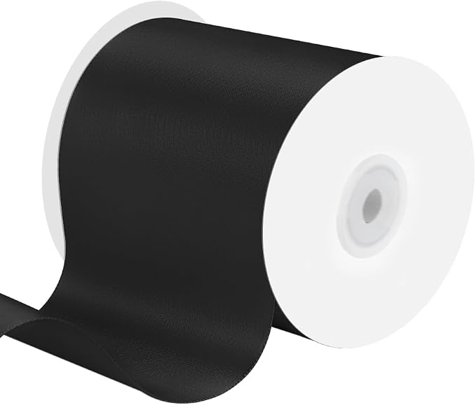 4 Inches x 25 Yards Polyester Satin Ribbon, Solid Color White Satin Ribbon by KMERLIFE