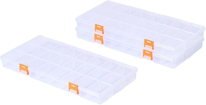 BangQiao 3 Pack 24 Grids Clear Plastic Storage Box by BangQiao