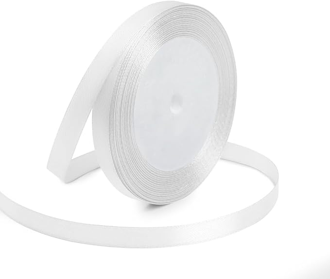 KMER LIFE 3/8 Inches x 25 Yards White Satin Ribbon Solid Fabric Ribbons by KMERLIFE