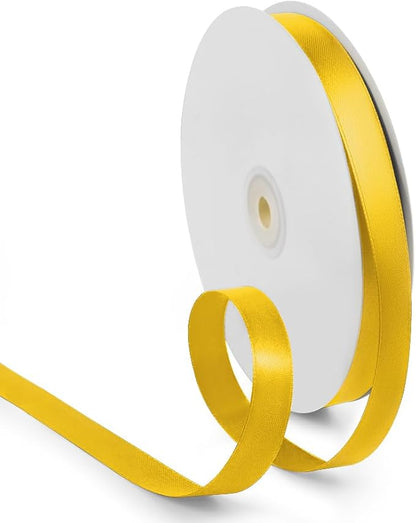 5/8 Inch 100 Yards Satin Ribbon Yellow, Solid Color Fabric Ribbon by HimBen