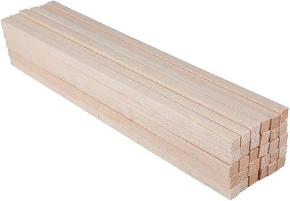 30 Pack Square Wood Dowel Rods 3/8x3/8x12 Inch Balsa Wood Sticks Natural Wood by iUoczi