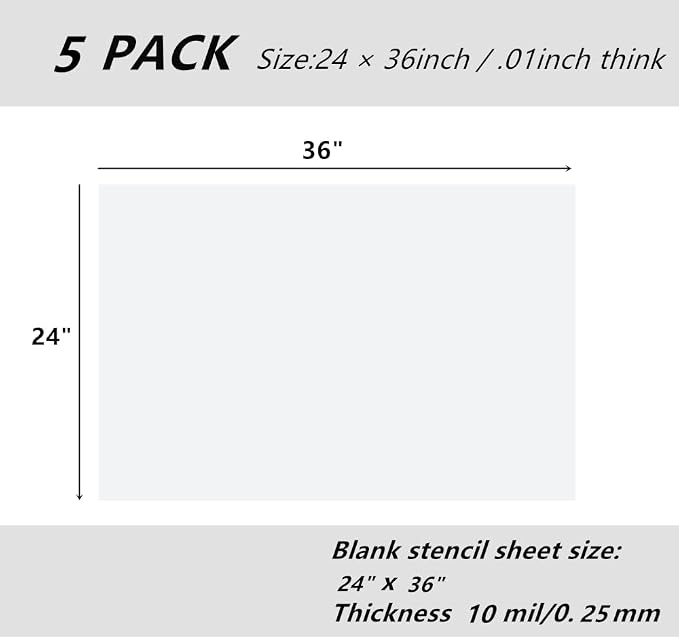 BANLTRE 5 Pack 24" x 36" 10mil/0.25mm Thick Clear Blank Stencil Sheet - Image 2