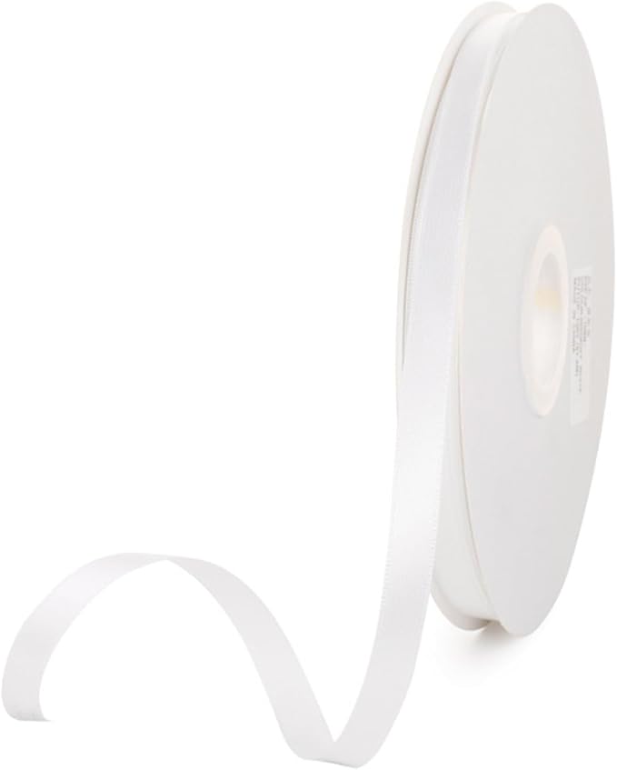 3/8" x 100 Yards White Polyester Satin Ribbon Single Faced Bulk Fabric Ribbons by Oakarbo