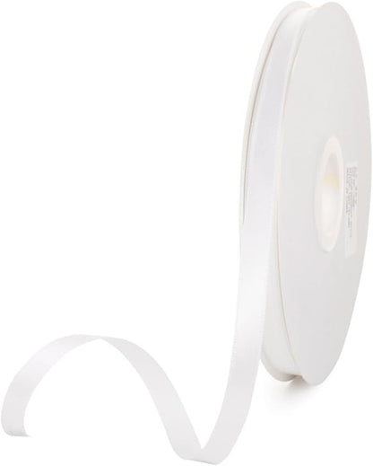 3/8" x 100 Yards White Polyester Satin Ribbon Single Faced Bulk Fabric Ribbons by Oakarbo