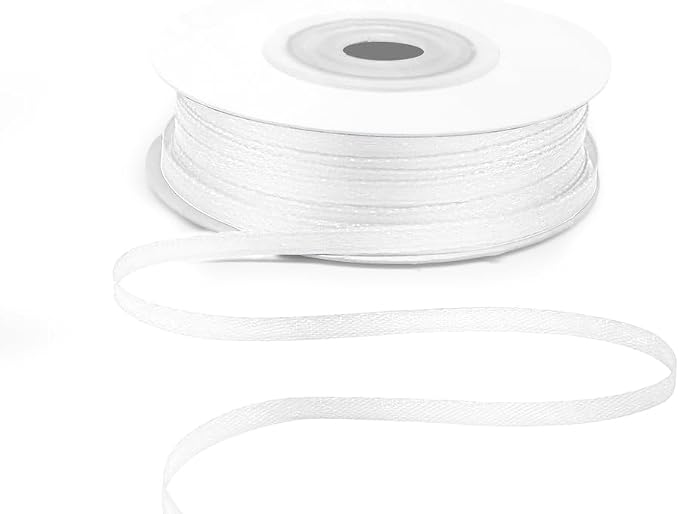 KMER LIFE 1/8" Wide x 50 Yards White Polyester Satin Ribbon, Gift Wrapping & by KMERLIFE
