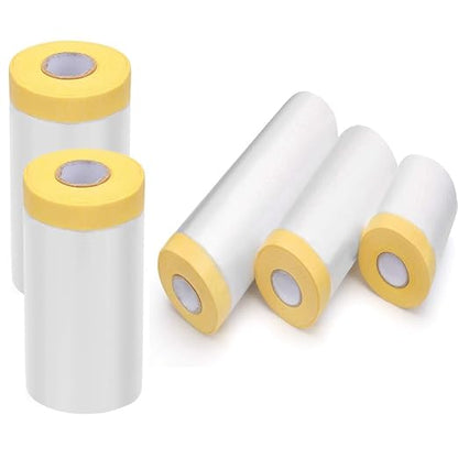 Pre-Taped Masking Film-70inx65ft Tape and Drape Painters Plastic Rolls by Unknown